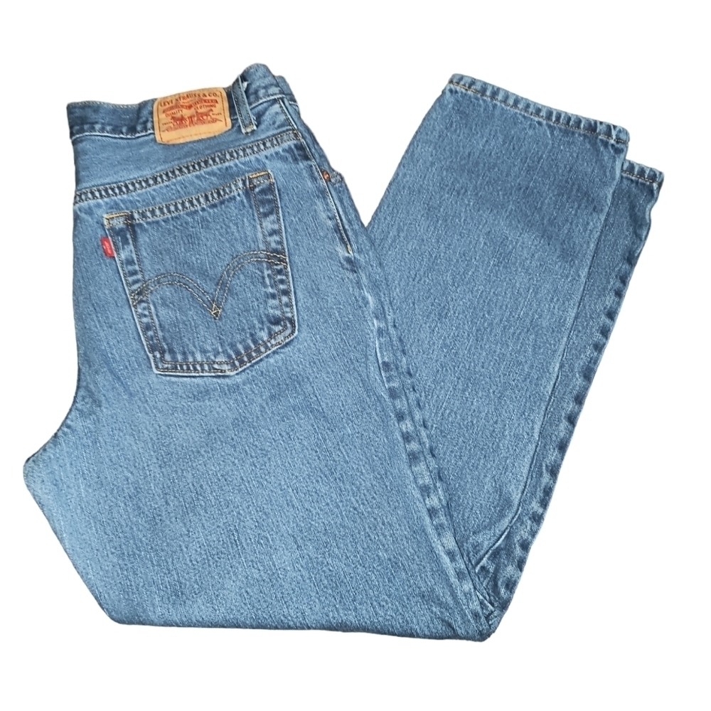 Vintage 100% Cotton Levi's 550 Relaxed Tapered High Rise "Mom" Jeans Size 14 S
